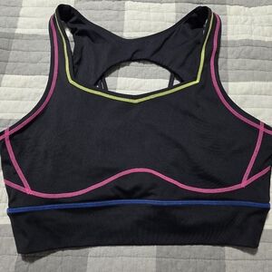 *Summer Sale*Buffbunny Black Sports Bra with Pink, Yellow and Blue Accents